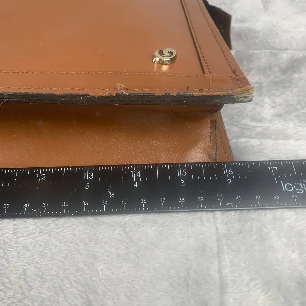 Vintage Cognac Brown‎ Leather Briefcase Portfolio Laptop Case Folio Bag Attache